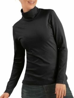 Rollkragen-Langarmshirt - Schwarz 7 Rollkragen-Langarmshirt - Schwarz -Grundstoff Verkaufsladen 02010 008 Trigema Rollkragen Langarm Shirt Unisex schwarz Bio Baumwolle 1280x1280