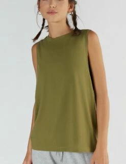 Active Tanktop Aus Bio-Baumwolle & Modal - Olive
