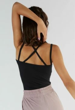 Active Spaghetti Top Aus Micromodal - Black -Grundstoff Verkaufsladen 1212 01 ecofriendly Sporttop Rueckansicht 4 Spaghettitraeger Modalfaser vegan fair produziert 1280x1280