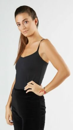 Spaghetti-Top Aus Bio-Baumwolle & Elastan - Schwarz -Grundstoff Verkaufsladen 1216 021 Bio Baumwoll Top Spaghettitraeger nachhaltig fair oekologisch schwarz 1280x1280