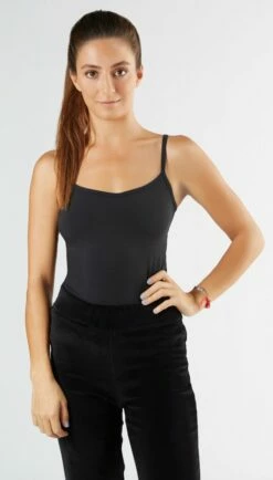 Spaghetti-Top Aus Bio-Baumwolle & Elastan - Schwarz -Grundstoff Verkaufsladen 1216 021 nachhaltiges Spaghetti Top Biobaumwolle umweltbewusst 1280x1280