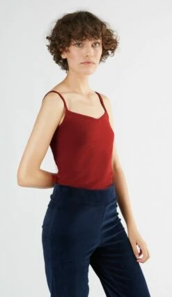 Spaghetti-Top Aus Bio-Baumwolle & Elastan - Rot -Grundstoff Verkaufsladen 1216 024 fair trade spaghetti Top Bio Baumwolle rot versandkostenfrei online shop 1280x1280