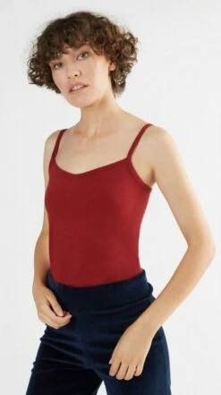 Spaghetti-Top Aus Bio-Baumwolle & Elastan - Rot -Grundstoff Verkaufsladen 1216 024 nachhaltiges Biobaumwoll Top Spaghettitraeger enganliegend umweltbewusst 1280x1280