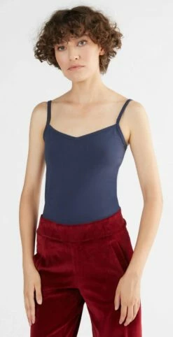 Spaghetti-Top Aus Bio-Baumwolle & Elastan - Dunkelblau -Grundstoff Verkaufsladen 1216 027 umweltbewusstes Top Spaghettitraeger englanliegend bequem 1280x1280