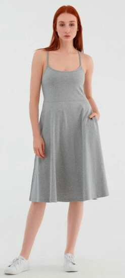 Spaghettiträger-Kleid Aus Bio-Baumwolle - Grau-melange