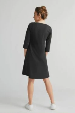 3/4 Arm Kleid Aus Bio-Baumwolle - Schwarz -Grundstoff Verkaufsladen 1737 021 4 schwarzes Kleid aus Bio Baumwolle von Albero Rueckansicht 1280x1280