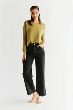 Wide Leg Jeans Aus Bio-Baumwolle - Carbon Gray -Grundstoff Verkaufsladen 5 Pocket Style Wide LegWE1010 145 1280x1280