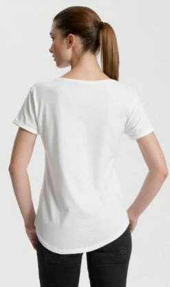 Neutral Roll Up Sleeve T-Shirt Aus Fairtrade Bio-Baumwolle - Weiss -Grundstoff Verkaufsladen 80012 White Neutral Langes Damen T Shirt hinten Aermelaufschlag Bio Baumwolle Fair Trade 1280x1280