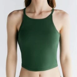 Crop Top Aus Bio-Baumwolle - Tannennadel