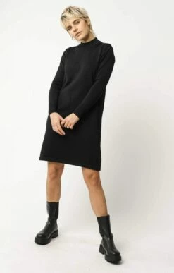 Mela Fairtrade Feinstrick-Kleid Harleen Aus Bio-Baumwolle - Schwarz -Grundstoff Verkaufsladen Bio Baumwoll Feinstrick Kleid Harleen black 1280x1280