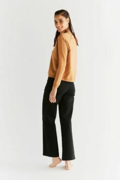 Wide Leg Jeans Aus Bio-Baumwolle - Coal Black -Grundstoff Verkaufsladen Bio Baumwoll Jeans Evermind WE1010 104 1280x1280