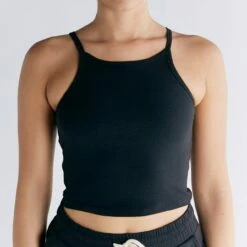 Crop Top Aus Bio-Baumwolle - Schwarz