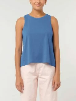 Kurzes Tank-Top Aus Bio-Baumwolle - Bright Blue -Grundstoff Verkaufsladen Cropped Top Rundhalsausschnitt BIO W038 053 1280x1280