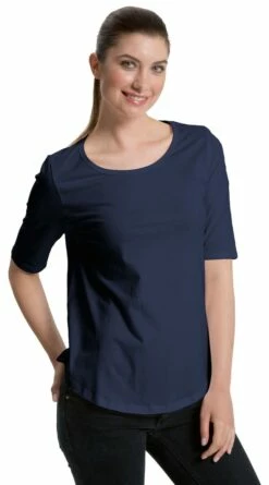 Neutral Half Sleeve T-Shirt Aus Bio-Baumwolle Fairtrade - Navy -Grundstoff Verkaufsladen Damen Half Sleeve Shirt navy side NE81004 1280x1280