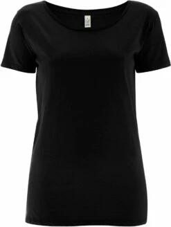 Open Neck T-Shirt Aus Biobaumwolle - Black