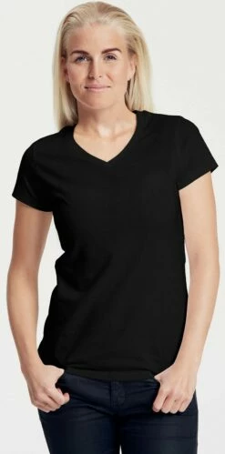 Neutral Organic Fitted V-Neck T-Shirt Fairtrade - Schwarz -Grundstoff Verkaufsladen Damen V Neck Shirt schwarz Bio Baumwolle 1280x1280