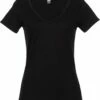 T-Shirt Mit Großem V-Ausschnitt - Schwarz -Grundstoff Verkaufsladen Damen V Neck T Shirt 02207 1280x1280