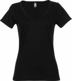 T-Shirt Mit Großem V-Ausschnitt - Schwarz