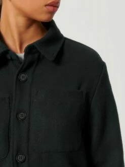 Unisex Twill Overshirt Aus Recyceltem Polyester - Black 18 Unisex Twill Overshirt Aus Recyceltem Polyester - Black -Grundstoff Verkaufsladen Detail Kentkragen und Knopfleiste U845 002 1280x1280