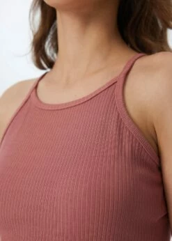 Ripp-Jersey Crop Top Aus Bio-Baumwolle - Dunkel Mauve -Grundstoff Verkaufsladen Detail elastischer Ripp Jersey 1515 072 1280x1280