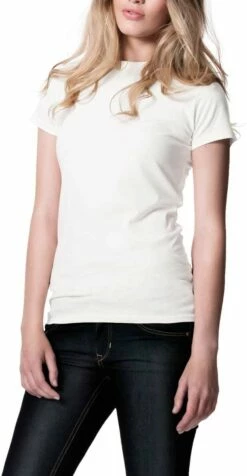 Organic Slim-Fit T-Shirt - White -Grundstoff Verkaufsladen EP04 langes t shirt weiss 1280x1280