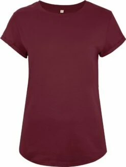 Organic Rolled Sleeve T-Shirt - Burgundy