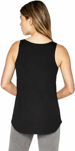 Organic Tank-Top - Black 9 Organic Tank-Top - Black -Grundstoff Verkaufsladen EP17A BL Earth Positive Aermelloses Shirt black Frauen Model back umweltschonend 1280x1280
