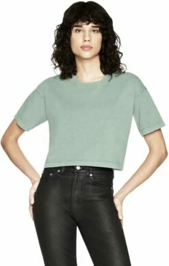 Cropped T-Shirt Aus Biobaumwolle - Stone Sage -Grundstoff Verkaufsladen EP26 Weit und sehr kurz geschnittenes T Shirt 1280x1280