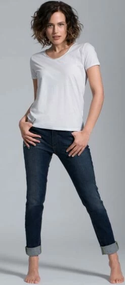 Sve:nja - Slim Fit Jeans Aus Bio-Baumwolle - Fashion Blue -Grundstoff Verkaufsladen Feuervogl 5 Pocket Hose bio fair Svenja 1280x1280