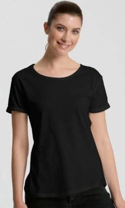 Neutral Roll Up Sleeve T-Shirt Aus Fairtrade Bio-Baumwolle - Schwarz -Grundstoff Verkaufsladen Frauen T Shirt schwarz Bio 1280x1280
