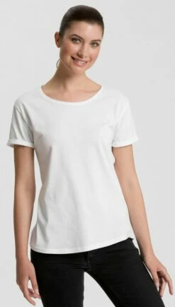 Neutral Roll Up Sleeve T-Shirt Aus Fairtrade Bio-Baumwolle - Weiss -Grundstoff Verkaufsladen Frauen T Shirt weiss Bio Baumwolle Neutral 1280x1280