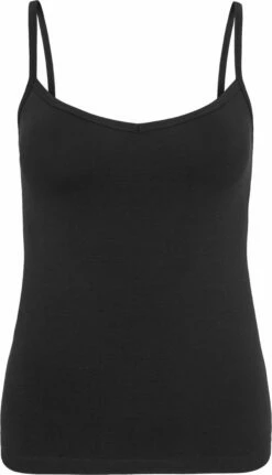 Spaghetti-Top Aus Bio-Baumwolle & Elastan - Schwarz