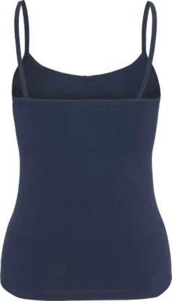 Spaghetti-Top Aus Bio-Baumwolle & Elastan - Dunkelblau -Grundstoff Verkaufsladen GABO 1216 027 dunkelblaues Top Bio Baumwolle Elastan mit Spaghetti Traegern vegan nachhaltig 1280x1280
