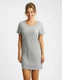 Neutral Jersey-Kleid Aus Fairtrade Bio-Baumwolle - Grau Meliert -Grundstoff Verkaufsladen GNL81020 mgrey 01 T Shirt Kleid aus reiner Baumwolle lockere Passform gerader Schnitt mit Rundhalsausschnitt vegan 1280x1280