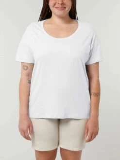 Weites T-Shirt Aus Bio-Baumwolle - White -Grundstoff Verkaufsladen GSTTW036 001 Frauen Shirt l ger white Biobaumwolle nachhaltig 1280x1280