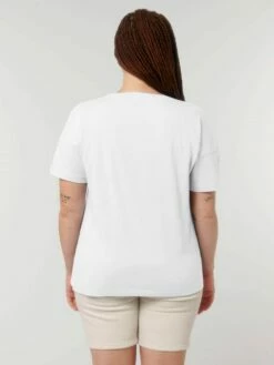 Weites T-Shirt Aus Bio-Baumwolle - White -Grundstoff Verkaufsladen GSTTW036 001 Tshirt Basic Model Rueckansicht vegan fair wear 1280x1280