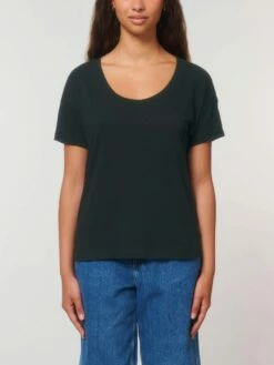 Weites T-Shirt Aus Bio-Baumwolle - Black -Grundstoff Verkaufsladen GSTTW036 002 Damen Shirt black fair trade organic fashion 1280x1280