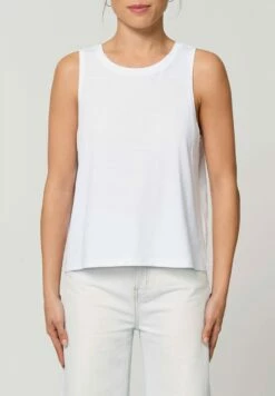 Kurzes Tank-Top Aus Bio-Baumwolle - White -Grundstoff Verkaufsladen GSTTW038 001 Frauen Tanktop l ger white biobaumwolle organic fashion 1280x1280