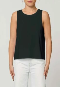 Kurzes Tank-Top Aus Bio-Baumwolle - Black 9 Kurzes Tank-Top Aus Bio-Baumwolle - Black -Grundstoff Verkaufsladen GSTTW038 002 Damenshirt ohne Aermel locker black organic cotton fair 1280x1280