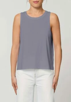 Kurzes Tank-Top Aus Bio-Baumwolle - Lava Grey -Grundstoff Verkaufsladen GSTTW038 039 Damen Top basic fashion lava grey bio Baumwolle fair wear oeko 1280x1280