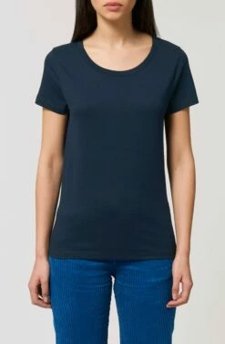 Basic T-Shirt Aus Bio-Baumwolle - French Navy -Grundstoff Verkaufsladen GSTTW039 727 Damen Shirt kurzaermelig Rundhals umweltfreundlich bio 1280x1280