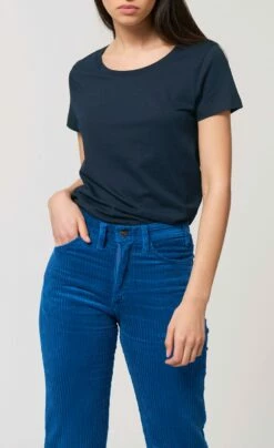 Basic T-Shirt Aus Bio-Baumwolle - French Navy -Grundstoff Verkaufsladen GSTTW039 727 Kurzarm Shirt Frauen l ger Rundhalsausschnitt unbehandelt natuerlich 1280x1280