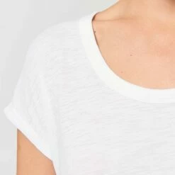 Slub T-Shirt Aus Bio-Baumwolle - White -Grundstoff Verkaufsladen GSTTW112 001 T Shirt Damen Detail Rundhalsausschnitt organic fashion 1280x1280