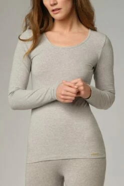 Langarmshirt Aus Fairtrade Biobaumwolle - Grau-melange -Grundstoff Verkaufsladen Langarmshirt grau meliert fairtrade frauen vegan biobaumwolle 1280x1280