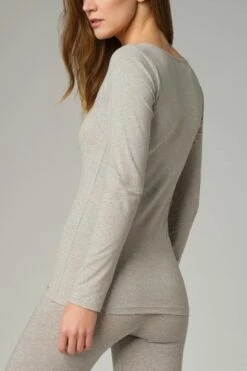 Langarmshirt Aus Fairtrade Biobaumwolle - Grau-melange -Grundstoff Verkaufsladen Longsleeve frauen biobaumwolle comazo grau vegan 1592764 1280x1280