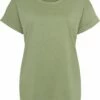 Boyfriend T-Shirt - Soft Olive -Grundstoff Verkaufsladen M193 soft olive Bio Baumwoll Boyfriend T Shirt olivgruen vegan nachhaltig weite Passform augerollte Aermel 1280x1280