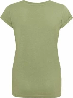Roll Sleeve T-Shirt - Soft Olive -Grundstoff Verkaufsladen M81 soft olive women roll sleeve shirt organic mantis back 1280x1280