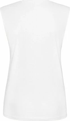 Loose Fit Tank Top - White -Grundstoff Verkaufsladen M82 white veganes Tank Top Frauen lang geschnitten mit geradem Saum weiter Armausschnitt mit offener Schnittkante vegan 1280x1280