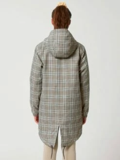 Unisex Padded Parka Aus Recyceltem Polyester - Beige Tweed Check -Grundstoff Verkaufsladen Model Rueckansicht Unisex Parka U947 829 1280x1280