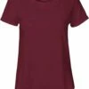 Neutral Roll Up Sleeve T-Shirt Aus Fairtrade Bio-Baumwolle - Bordeaux -Grundstoff Verkaufsladen O80012 Bordeaux Neutral Roll Up Sleeve Shirt Damen front entspannter Schnitt Bio Baumwolle Fair 1280x1280